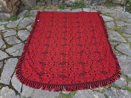 Woolen bed cover, vintage mid XX century wool bedspread, 240x200 cm bed ... - $95.00