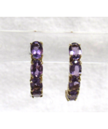 10kp Yellow Gold 3.5ct Amethyst J Hoop Huggie 1/2 Circle Post Earrings J... - $3,769.63 MXN