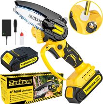 Mini Chainsaw Cordless with Oiler, 4 Inch Portable Mini Chain saw Battery - £32.15 GBP
