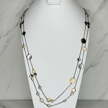 Chico&#39;s Silver and Gold Tone Beaded Double Strand Long Necklace - £15.68 GBP