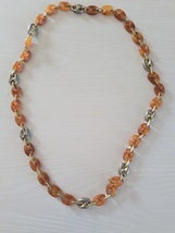 Vintage Jewelry Necklace Transluscent Links Faux Tortoise Shell Bead Nec... - $370.63 MXN