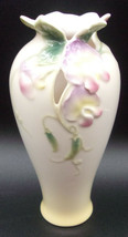 Franz Porcelain VASE Sweet Pea Sculpted with Orchids Fine Signed Scallop 6.5&quot; - £50.16 GBP