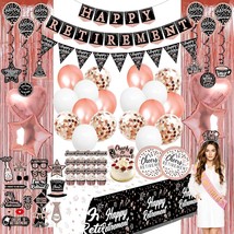 Happy Retirement Party Decorations Women - (80Pack) Rose Gold Party Banner, Penn - £37.60 GBP