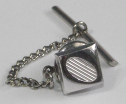 Vintage Swank silver tone textured oval square tie tack - $10.00