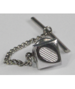 Vintage Swank silver tone textured oval square tie tack - $10.00