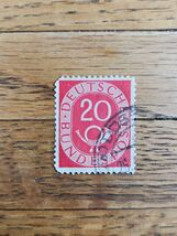 Germany Stamp Deutsche Bundespost 20pf Used Red Horn - $1.69