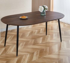Extensible Dining Office Table Black Metal Leg Walnut Top - 100-180cm - $333.99