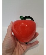 Vintage Hand Blown Glass Red Apple Figurine Paperweight 3.5&quot; Tall / Mura... - $19.33 CAD