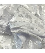 Satin Damask Floral White Fabric 1.5 Yards - £12.02 GBP