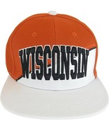 Wisconsin Diagonal Split Color Font Snapback Baseball Cap (Red/White) - $27.28 CAD