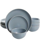 12 Piece Dinnerware Set For 4 Stoneware Plates Dishes Salad Dessert Bowl... - £52.95 GBP