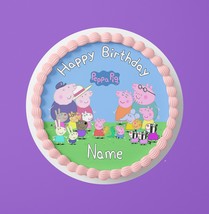 Round Peppa Personalized Cake Topper for kids - £8.64 GBP