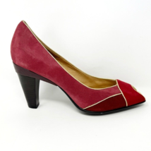 Sofft Womens Leather Tri tone Red Gold Trim Peep toe Heel Pumps, Size 9.5 - $25.69