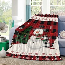 Vintage Snowman With Topper Flannel Throws Blanket, Warm Cozy Fleece Throw - £40.75 GBP