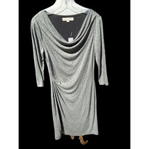 Ann Taylor Loft Ladies Ss Cowl Neck Lined Ruched Gray Black Polkadot Dress Nwt S - £28.78 GBP