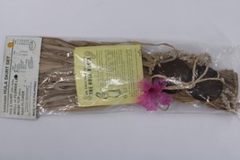 Hawaii Hula Set Child 6-9 yr Blond Grass Skirt Coconut Top Shell Lei Pink Flower - £7.98 GBP