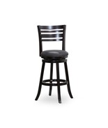 Espresso Swivel Bar Stool - Charcoal Fabric Seat - $237.96 CAD
