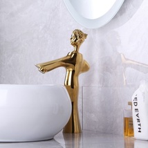 Single hole gold pVD Bathroom Vessel Sink Beauty Faucet tall unique luxury tap - £177.96 GBP