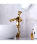 Single hole gold pVD Bathroom Vessel Sink Beauty Faucet tall unique luxu... - $308.70 CAD