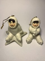 Vintage Arctic Kids of Alaska Bisque Porcelain Angel Eskimo Ornaments Set of 2 - £9.59 GBP