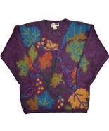 Workshop Mohair Blend Sweater Womens M Purple Fall Autumn Leaves Fenn Wr... - £24.21 GBP