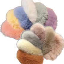 Soft Fuzzy Plush Pom Pom Hair Tie Elastic Ring Bun Ponytail Scrunchies 6... - $11.50