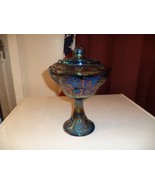 Vintage Carnival Blue Harvest Grape Design Candy Dish - $1,123.56 MXN