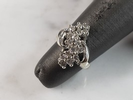 Womens Vintage Estate 14K White Gold Diamond Cluster Ring 3.8g E6223 - £358.30 GBP