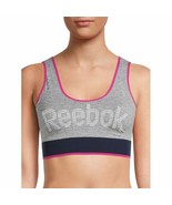 Reebok Women&#39;s Gray &amp; Hot Pink Low Impact Ideal Fit Retro Bralette Size ... - £7.93 GBP