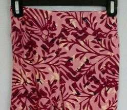 New LuLaRoe One Size Leggings Pink With Colorful Leafy Floral Design - £12.19 GBP