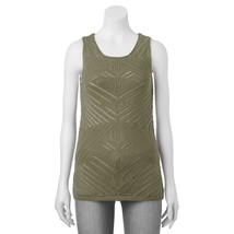 Rewind Crochet Tank Top Olive Green Boho High Low Trendy Juniors XS Peek... - £6.25 GBP