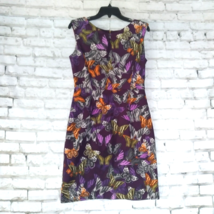 Ellen Tracy Dress Womens 4 Purple Butterfly Sleeveless Sheath Lined Gard... - £19.56 GBP