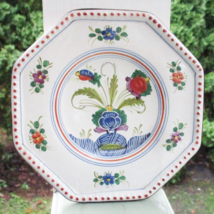 Italian Pottery Hand Painted Display Plate Octagon 8-1/8&quot; Firenze Floren... - £18.92 GBP