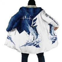Mens cloak Custom Name Trout fishing Skin  3D Printing Thick Fleece Hooded Coat  - £142.91 GBP
