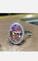4Ct Oval Labor Erstellt Pink Saphir &amp; Diamant Verlobungsring 14K Weiß Vergoldet - £67.04 GBP