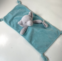 Carters Elephant Lovey Blue Gray Security Blanket Rattle Pacifier Holder Plush - $9.89