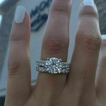 Certified 3.00Ct White Round Diamond Engagement Wedding Ring Set 14k White Gold - £177.98 GBP