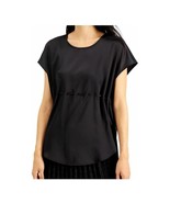 Alfani Womens Petite Small Deep Black Waist Detail Short Sleeve Top NWT ... - £27.57 GBP