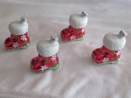 Lot of 4x Rauch Boots Santa Snowflake Christmas Ornaments ~ 3.25&quot; Shoes Red - £7.58 GBP