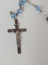 Sterling Ice Blue Glass Beads AFCO Rosary Rosaries Catholic  Christian Vintage - £58.36 GBP