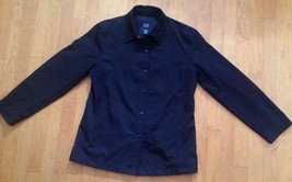 Gap Women&#39;s Black Polyester All Weather Sports Coat Size Medium Button Up - £17.40 GBP