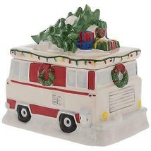 Blue Sky Motorhome Holiday Travel RV w Christmas Tree Ceramic Cookie Jar - £54.11 GBP