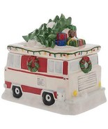 Blue Sky Motorhome Holiday Travel RV w Christmas Tree Ceramic Cookie Jar - £55.37 GBP