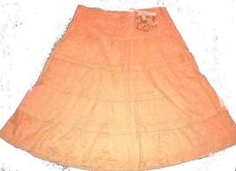 Xhilaration Peach Embroidered Beaded Tiered Skirt 100% Cotton Skirt Sz L/XL - £21.52 GBP
