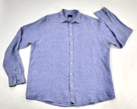 UNTUCKIT Vin Santo Blue 100% Linen Long Sleeve Button Down Shirt Mens XX... - $42.49