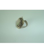 Vtg Silver Plated Mother of Pearl Shell Boho Ring Adjustable Artisan - £15.81 GBP