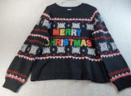 Holiday Time Christmas Sweater Womens Large Black Acrylic Long Sleeve Round Neck - £11.12 GBP