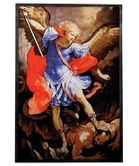 Brightly Colored St. Michael Picture with Large Wings in Square Shape - $1,850.04 MXN