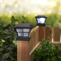 Set of 2 Solar Post Cap LED LANTERN Light Porch Patio Deck Mailbox Outdoor Fence - £24.28 GBP