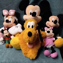 Disney Parks, Disney Store Mickey Mouse, Minnie Mouse, Pluto Plush Lot of 6 - £25.66 GBP